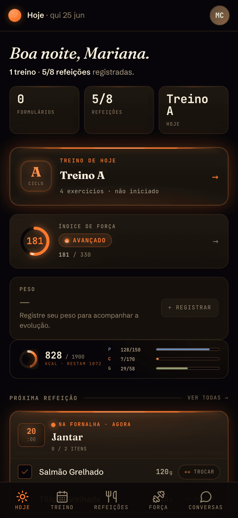 App do aluno · Hoje